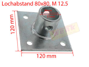 Flanschplatte 120mm x 120mm für Stützfuss