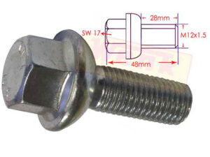 Radschraube für Aluräder M12x1.5 Kugelbund D:25