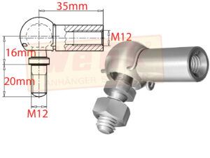 Kugelgelenk M12/M12 CS Rechtsgewinde DIN 71802
