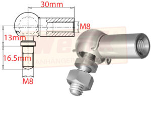 Kugelgelenk M8/M8 CS Linksgewinde DIN 71802