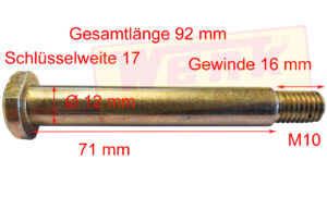 Lagerbolzen M10 D:12mm GL:92mm zu BPW Handbremshebel