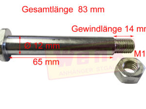 Lagerbolzen M10 D:12mm GL:83mm zu BPW Handbremshebel