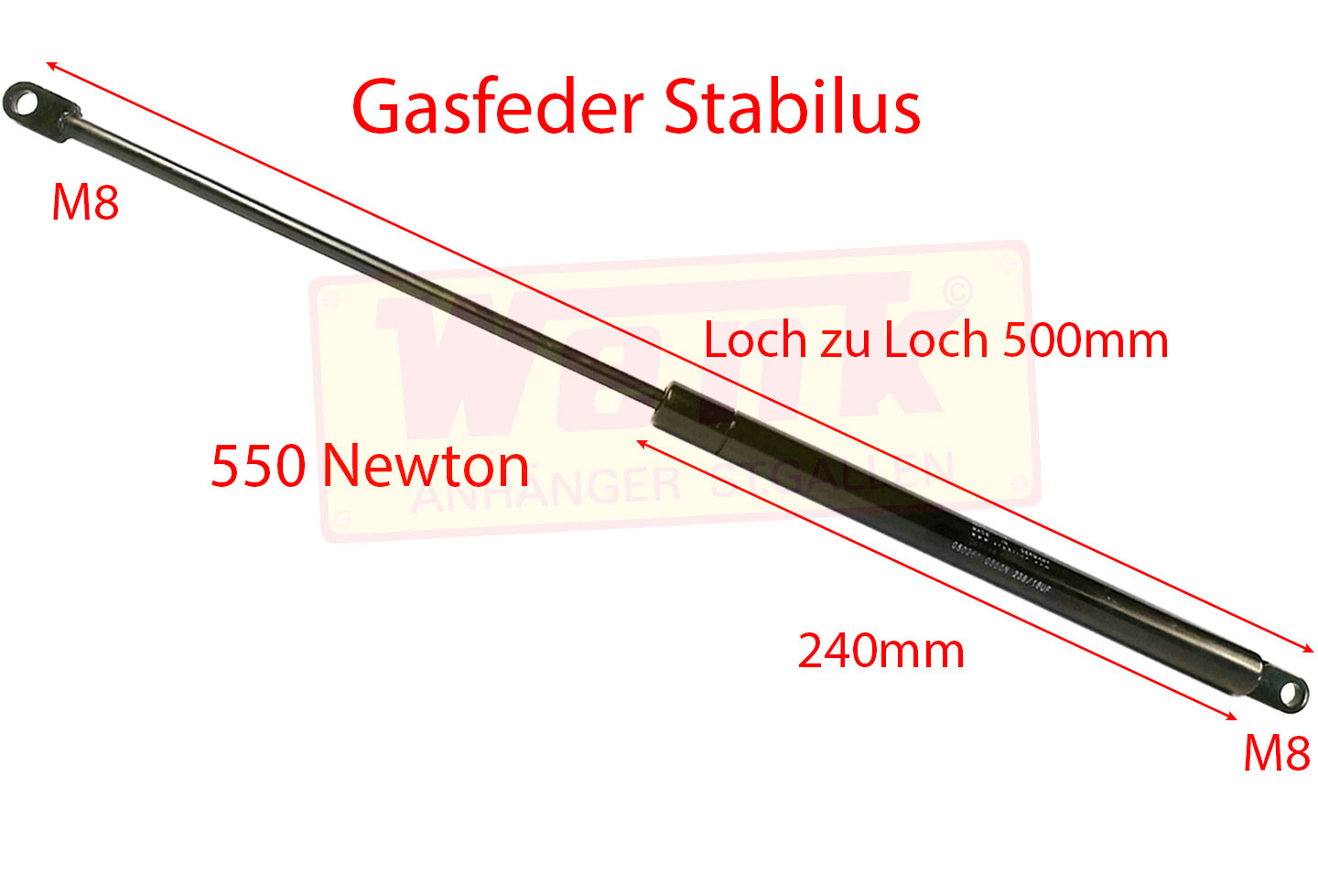Gasfeder STABILUS 550N 240/500mm