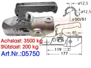 Kugelkupplung EM350RB D=50/51mm 2xM12 kreuz 40