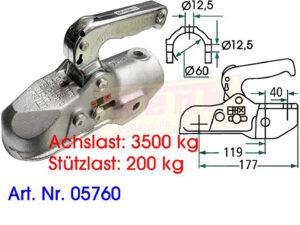Kugelkupplung EM350RC D:60mm 2xM12 kreuz