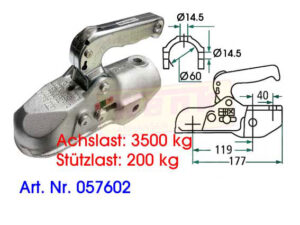 Kugelkupplung EM350RC D:60mm 2xM14 kreuz