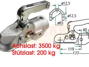 Kugelkupplung EM350RD D:65mm 2xM12 kreuz