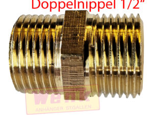 Messing-Doppelnippel 1/2 Zoll AG/AG