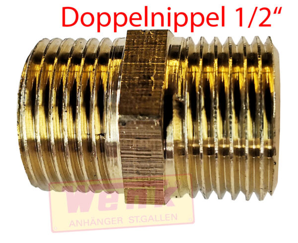 Messing-Doppelnippel 1/2 Zoll AG/AG
