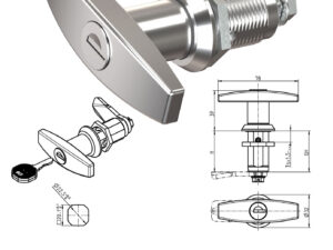 Schloss EMKA T-Griff verchromt mit 1-Schlüssel(Serie 1000)