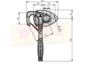 Winkelhebelverschluss Gr.1 rechts mit Sicherungsfeder