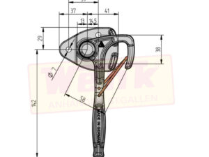 Winkelhebelverschluss Gr.0 links mit Sicherungsfeder