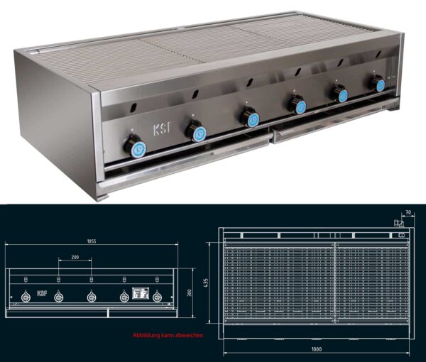 KSF RGS125 Profi-Gasgrill mit 6 Edelstahl-Brenner