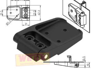 Anschraubscharnier 180 Grad schwarz