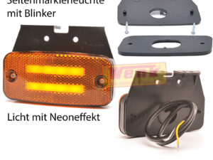Seitenmarkierleuchte LED mit Blinker WAS-W158 gelb Neon
