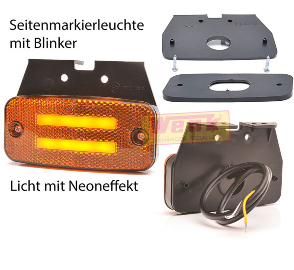 Seitenmarkierleuchte LED mit Blinker WAS-W158 gelb Neon