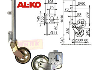 Stützrad Automatik RD:60mm Hub:340mm 500kg Stützlast