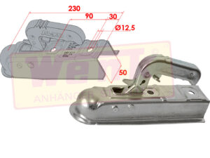 Kugelkupplung ALKO AK7V-D vierkant 50mm Loch:12.5mm 750/75kg