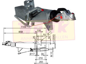 Auflaufeinrichtung ALKO 2.8VB/1-C 2500-3500kg für vierkant-Deichsel