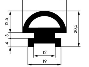 Gummidichtung zu C-Profil 25x20.5mm
