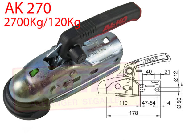 Kugelkupplung ALKO AK270 D:50mm 2700kg mit Soft-Dock