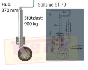 Stützrad 900kg D:70mm Hub:370mm Winterhoff