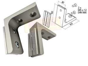 Alu-Glasstützfuss Profil 60x28mm 79 Grad