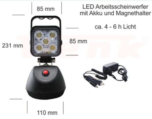 Akku Werkstattleuchte 15W LED Magnet(Li-lon)