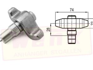 Schliesskeil Edelstahl 16mm Drehstangenverschluss