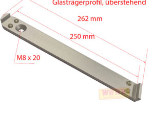 Glasträgeraufsatz ungebohr 250mm für Spuckschutz