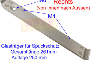 Glasträgeraufsatz rechts 250mm für Spuckschutz