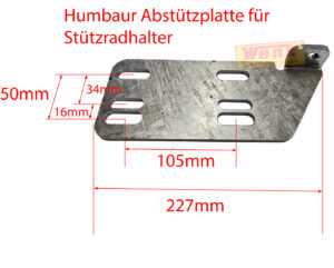 Abstützplatte 227mm für Stützradhalter HUMBAUR