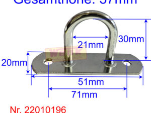 Bügelkrampe gebogen L:71 B:21 GH:37 LA:51mm