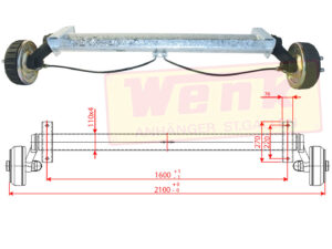 Achse ALKO 1800kg A:1600mm C:2100mm Euro-Plus Gummifederung