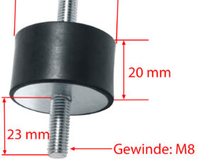 Gummipuffer D:40mm H:20mm 2xGewinde:8x23mm