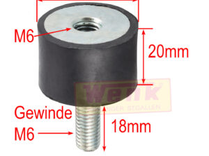 Gummipuffer D:25 H:20 Gewinde:M6x18