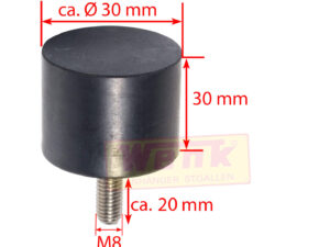 Gummipuffer D:30 H:30mm Gewinde:M8/23mm