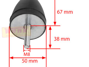 Gummipuffer D:50 H:67mm Gewinde:M8x38mm