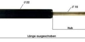 Gasfeder ALKO 900N GF10/22 L:760 Hub:350mm