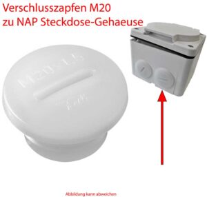 Verschlusszapfen M20 zu NAP-Gehäuse-Steckdose
