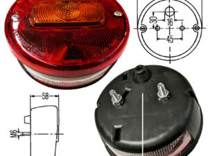 Rückleuchte rund D:115mm mit Kennzeichen 12V