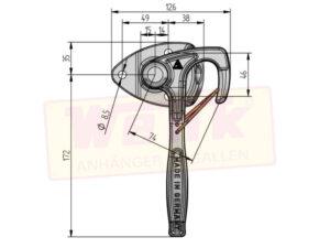 Winkelhebelverschluss Gr.1 links mit Sicherungsfeder