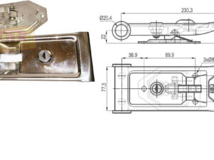 Handgriff 20mm Edelstahl Drehstangenverschluss