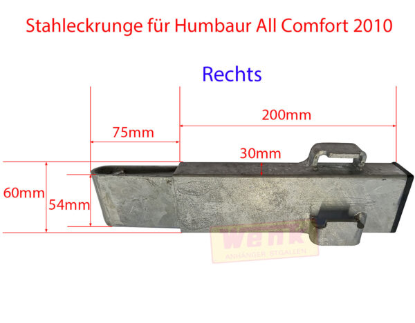 Stahleckrunge 200mm rechts für HUMBAUR All Comfort