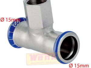 Edelstahl Gas T-Stück D:15mm IG:1/2 Zoll