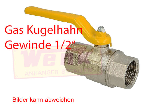 Gas-Kugelhahn 1/2 Zoll IG-IG mit Hebelgriff