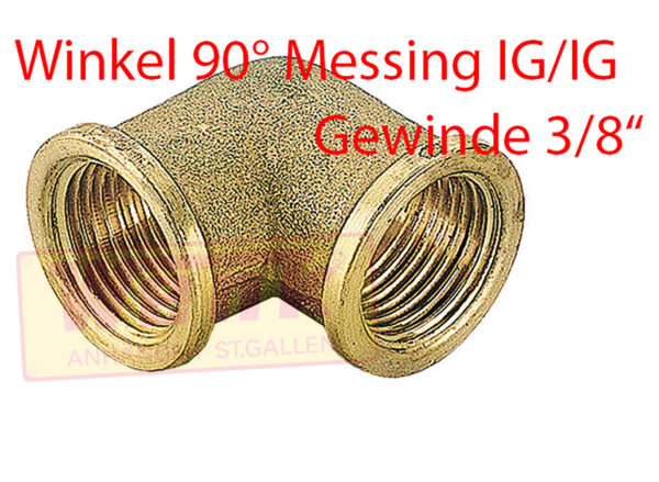 Messing-Winkel 90G 3/8 Zoll IG/IG