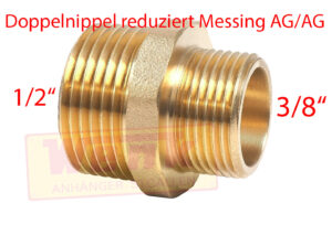 Doppelnippel reduziert 1/2-3/8 Zoll AG/AG Messing