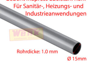 Gas-Edelstahlrohr D:15x1mm