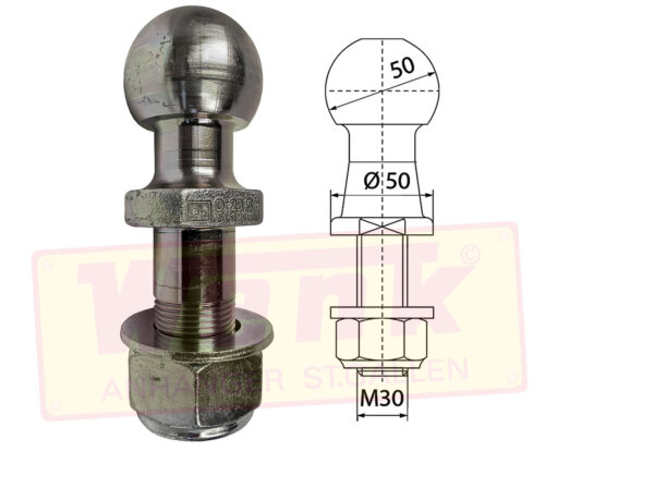 Schraubkugel D:50mm DW:23.5kN 3500/120kg